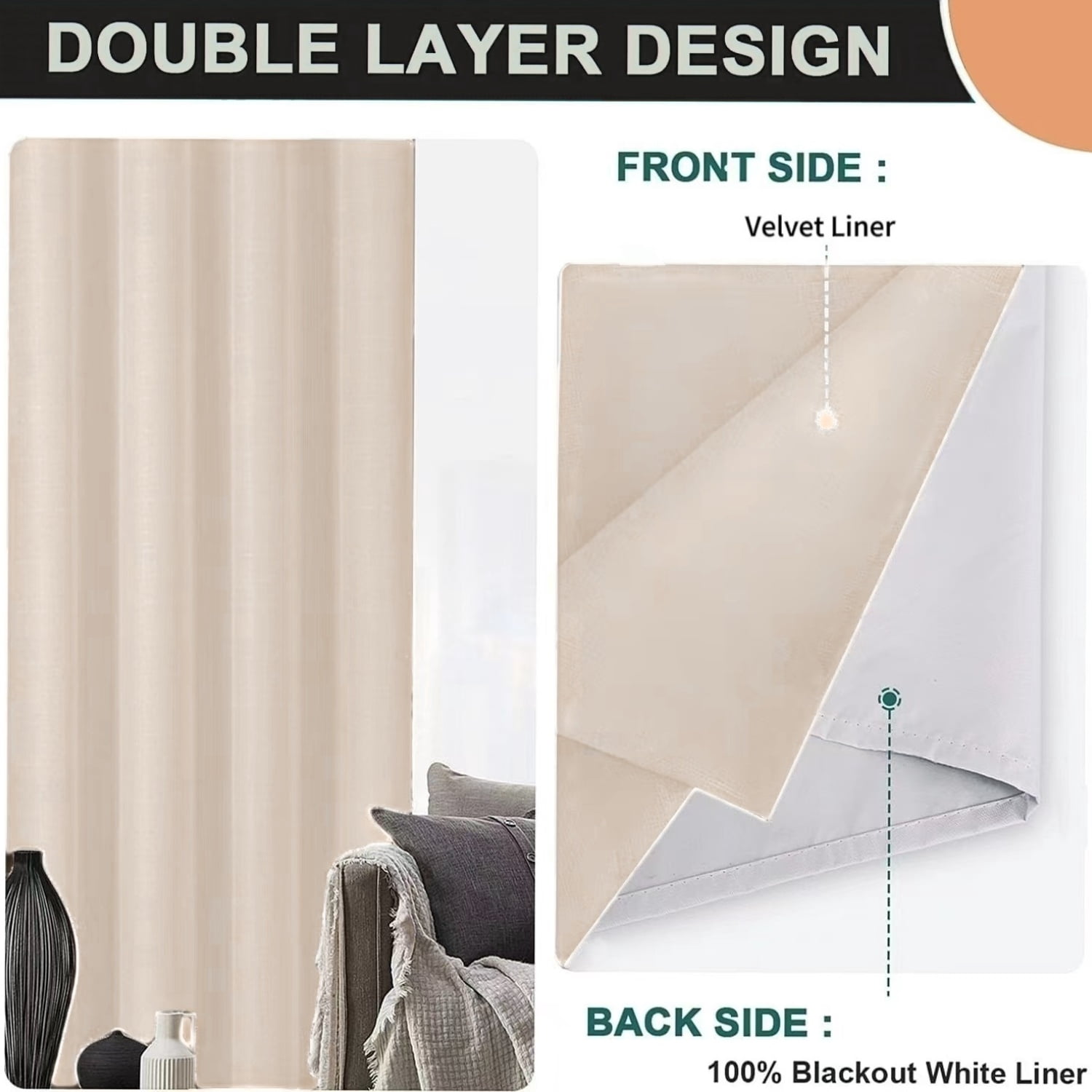 100% Blackout Velvet Curtains with Grommet, Thermal Insulated Super Soft Privacy Noise Reducing Velvet Curtains for Bedroom, 2 Panels