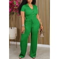 thumbnail image 2 of Casual Two Piece Pants Outfits for Women V Neck Short Sleeve Tops Wide Leg Palazzo Pants Sets, 2 of 4