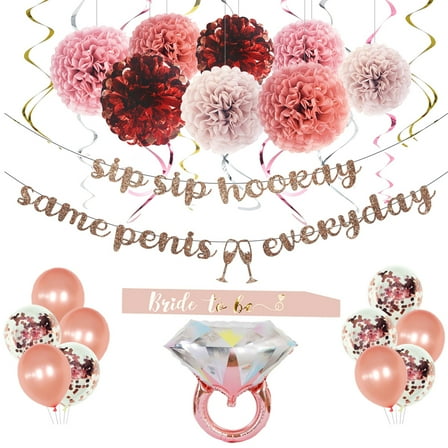 MEYSIMOON Bachelorette Party Decorations with Balloons & Sash,Pink (30 Pack)