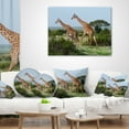 thumbnail image 3 of Designart Two Giraffes in African Savannah - African Throw Pillow - 18x18, 3 of 4