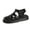 Black, variant on Women's Closed-Toe Cutout Platform Sandals Adjustable Buckle Sole Shoes Breathable Design PU Upper Plus Size Friendly for Women Casual Everyday Sandals