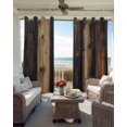 thumbnail image 6 of Vintage Wooden Blackout Curtains for Bedroom Living Room Darkening Curtains 90 Inch Brown Modernism Retro Farmhouse Black Out Window Curtain Privacy Window Treatment Grommet Drapes 52"x90"x2, 6 of 9