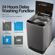 Full Automatic Washing Machine with LED Display, 20 lbs Portable Washing Machine, 10 Washing Programs & 8 Water Levels Selections, Grey