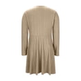thumbnail image 7 of Gamivast Women's Ribbed Knit Dress Scoop Neck Long Sleeve A Line Skater Dress Slim Fit Basic Solid Casual Autumn Spring Stretchy Flowy Swing Gown Wear, 7 of 7