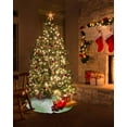 thumbnail image 5 of Green Marble Christmas Tree Skirt 48 Inches Large Christmas Skirt Tree, Modern Abstract Art Yellow Lines Ink Painting Tree Skirt Christmas Decorations for Fireplace Party Holidays Indoor Outdoor, 5 of 7