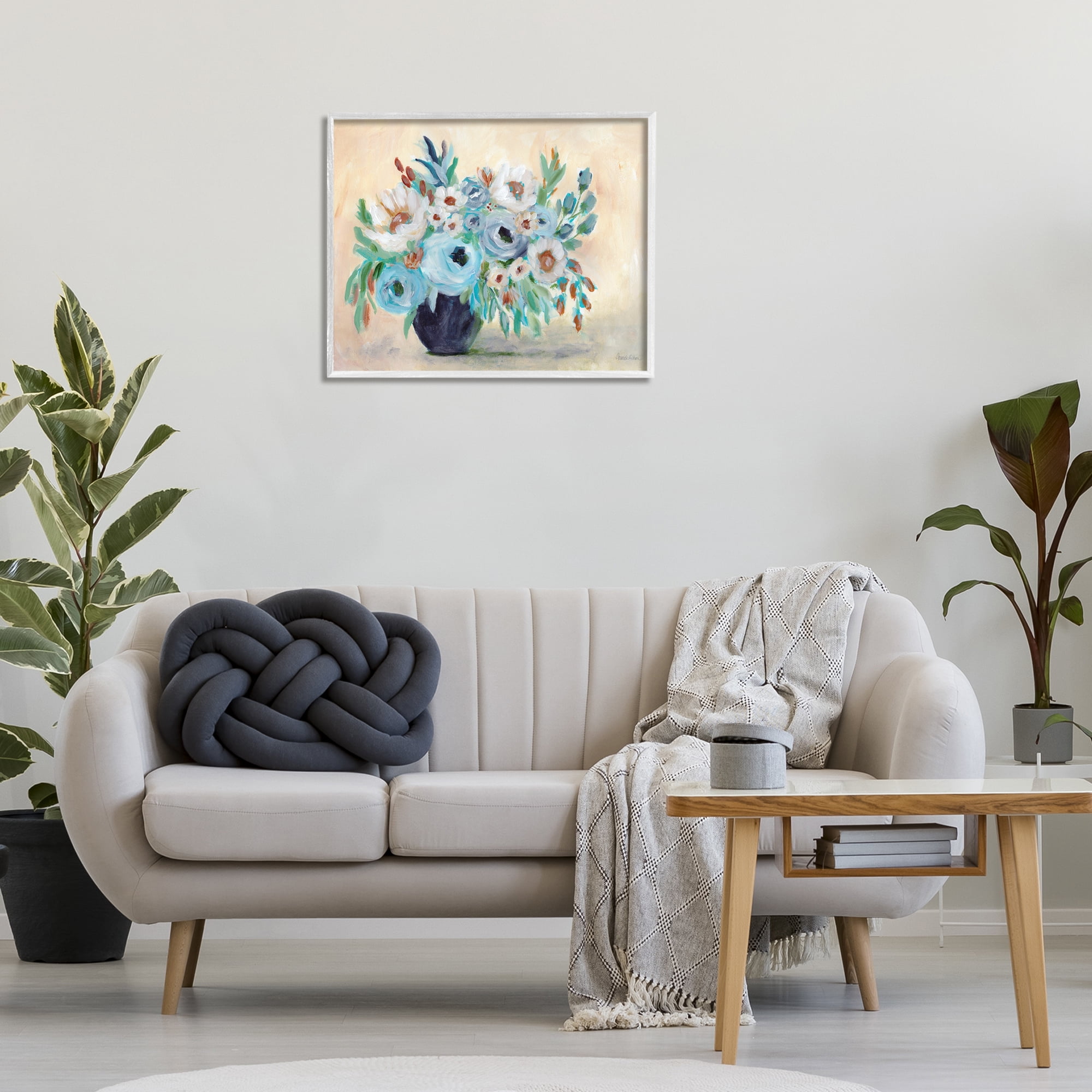 Stupell Industries Round Blooms Bouquet Botanical & Floral Painting White Framed Art Print Wall Art, 30 x 24