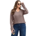 thumbnail image 3 of UVN Blouse for Women Fall V Neck Shirt Long Sleeve Pullover Sweatshirts Dressy Casual Ladies Tops, 3 of 8