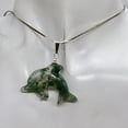 thumbnail image 3 of Moss Agate Dolphin Sterling Silver Pendant | 1 1/2" Long | Green | 1 Pendant |, 3 of 9