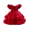 thumbnail image 2 of piuwrlz Ones Piece Dress for Kid Girls Dress Dress Skirts One Piece Skirt Set Red Size 7M, 2 of 6