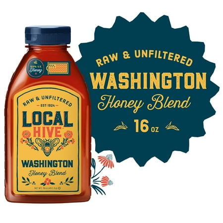 Local Hive, Raw & Unfiltered, 100% U.S. Washington Honey Blend, 16 oz Bottle