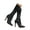 Black, variant on Women's Knee High Boots Rhinestone Knit Thigh High Socks Boot Pointed Toe Stiletto Dress Shoes