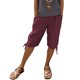 thumbnail image 1 of Pantalones de lino para mujer con bolsillos, cintura alta con cordón elástico, largo cinco octavos, confeccionados en suave tejido de poliéster, informales, para el parque, fiestas o citas., 1 of 7