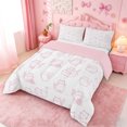 thumbnail image 2 of meiyoeat Pink Cute Cat Pattern Full Size Comforter Sets,Girly Kitten Print Bedding Comforter Set For Girl,Reversible,3 Pieces,1 Comforter and 2 Pillowcases, 2 of 7