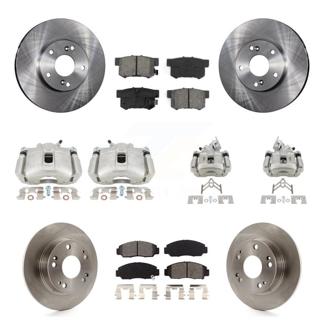 Transit Auto Front Rear Disc Brake Caliper Rotors and Semi-Metallic Pads Kit (10Pc) for Car Honda Accord KC8-101015S