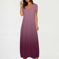 thumbnail image 2 of Meichang Robes d'Été pour Femmes 2025 Robe Maxi Grande Taille Imprimé Dégradé Robe Décontractée Manches Courtes Col Rond Robes T-Shirt Travail Coupe Ample Longue Robe, 2 of 6