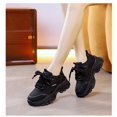 thumbnail image 3 of Women Chunky Platform Sneakers, Thick Rope Lace Faux Leather Comfort Casual Daily Walking Fashion Athletic Shoes, 3 of 5