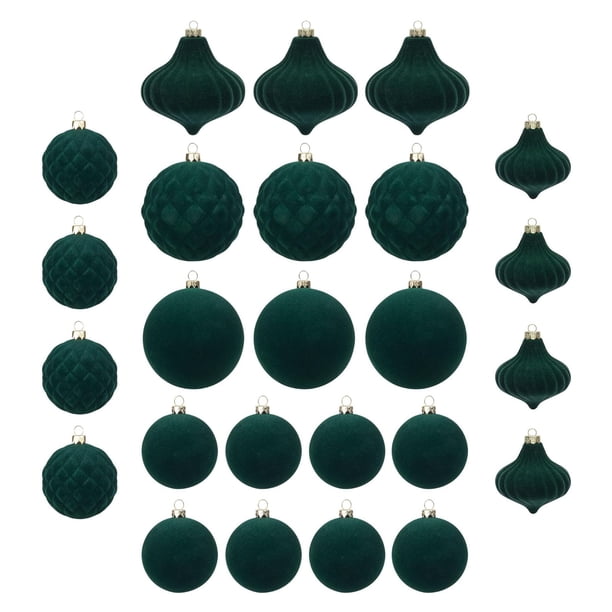 Decoración navideña, adornos navideños, regalos navideños, bolas navideñas de terciopelo, 25 piezas, adornos flocados para árbol de Navidad, surtido para decoración navideña del árbol de Navidad, colg