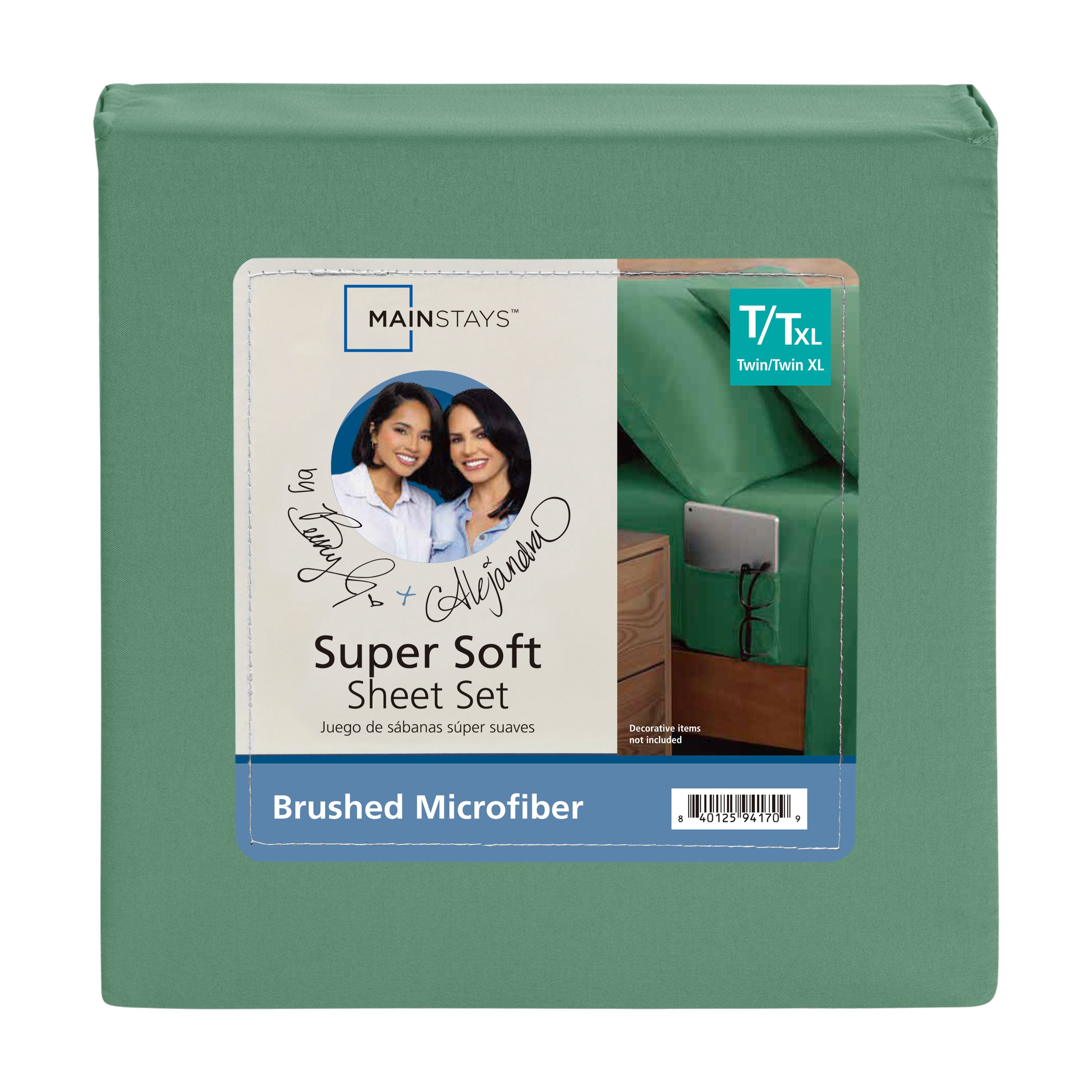 Mainstays by Becky G. & Alejandra 3-Piece Green Lily Super Soft Microfiber Bed Sheet Set, Twin-XL