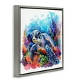 thumbnail image 4 of Stupell Industries Undersea Turtle & Coral Animals Painting Gray Floater Framed Canvas Art Print Wall Art, 18 x 18, 4 of 10
