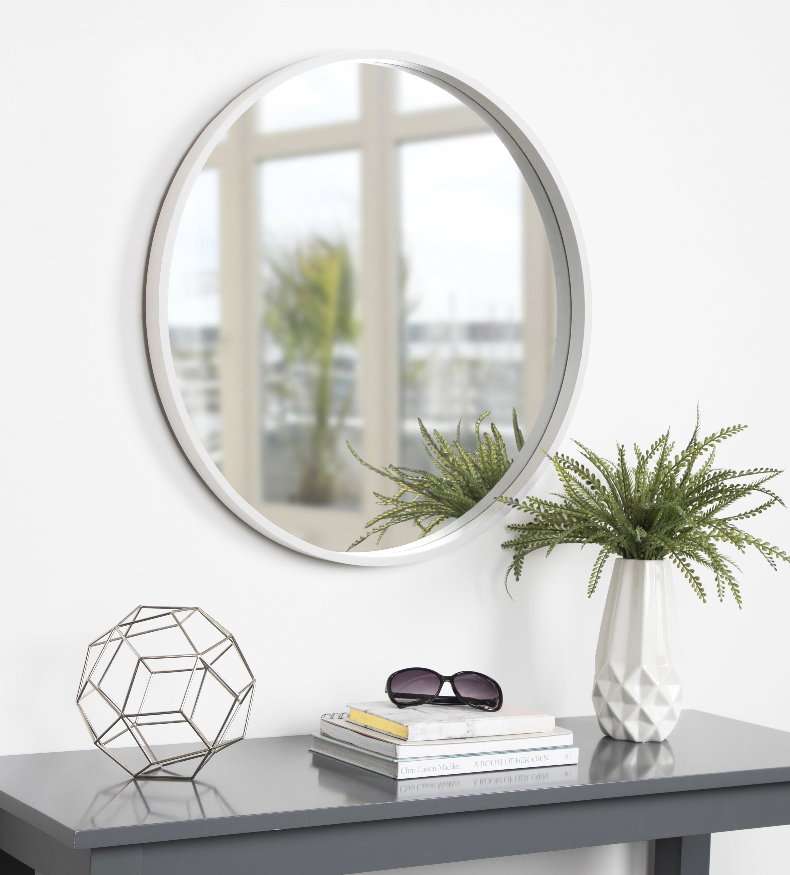 Kate and Laurel Travis Round Wood Wall Mirror, 25.6