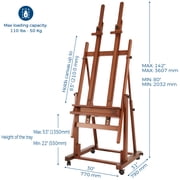 VISWIN Double Mast Extra Large H-Frame Easel,Hold Canvas up to 83-Walnut