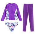 thumbnail image 3 of YONGHS Kids Girls Rash Guard Long Sleeve Swimshirts with Briefs Pants Swimsuit Beach Swimwear Set Purple 14, 3 of 5