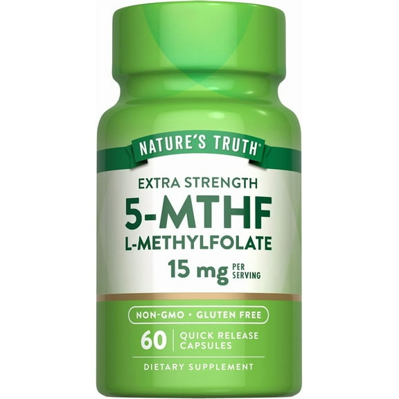 L Methylfolate 15mg | 60 Quick Release Capsules | Extra Strength | by Nature's Truth