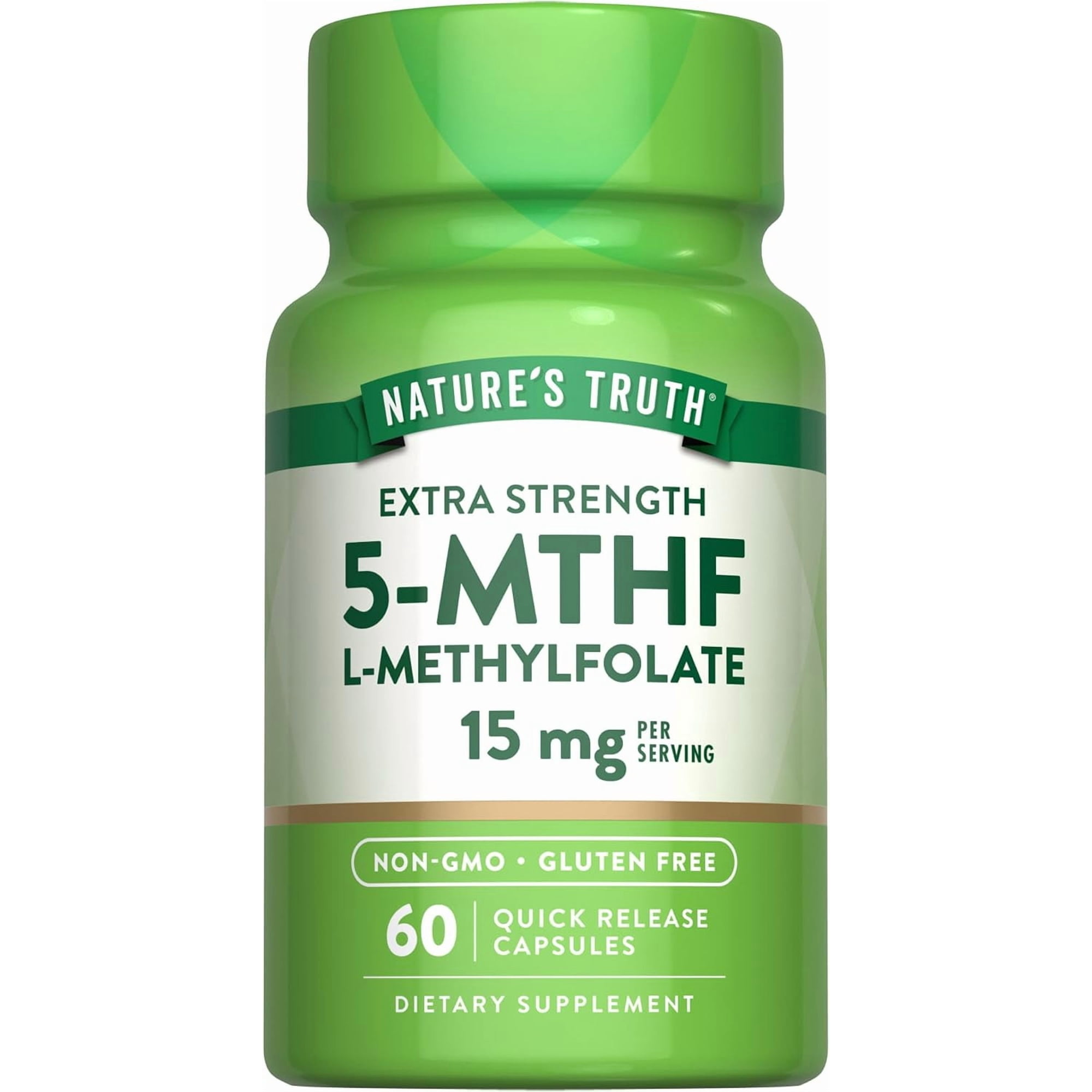 L Methylfolate 15mg | 60 Quick Release Capsules | Extra Strength | by Nature's Truth