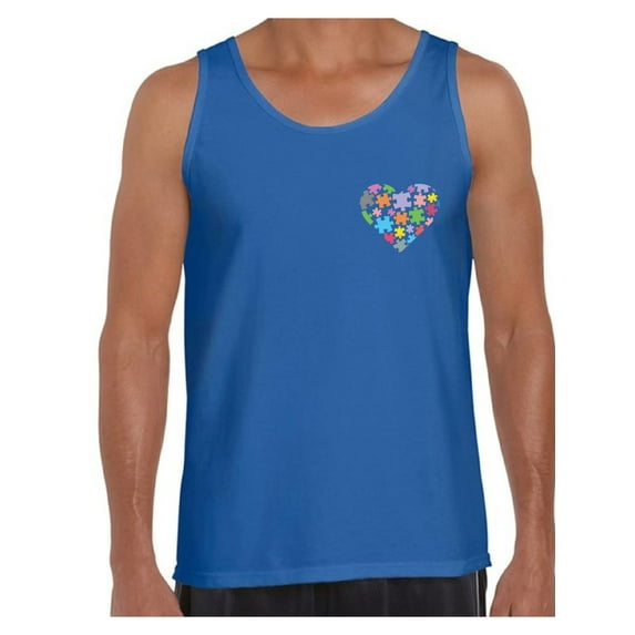 Awkward Styles Autism Awareness Tank Tops for Men Heart Pocket Puzzle Tank Top Autism Gifts Love Puzzle Men's Tank Top Support Autism Awareness Men's Tanks Autistic Spectrum Awareness Tops