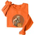 thumbnail image 4 of WEIWEN Halloween Sweatshirt for Women Oversized Fashion Clothing Funny Skeleton Pumpkin Printed Long Sleeve Crewneck Fall Sweaters for Women Going Out Tops Orange, S, 4 of 5