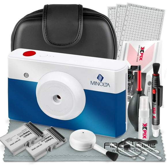 Minolta Instapix Print Digital Camera with Printer (Blue) + Cartridge + Deluxe Accessory Bundle