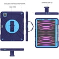 thumbnail image 3 of 3-Layer Kids Case for iPad Pro 11 2022/2021/2020/2018/Air4/Air5, Durable Sturdy Protection Silicone PC Case with Swivel Stand, Hand Strap Shoulder Strap Pencil Holder Charging Port Lid - Navyblue, 3 of 13