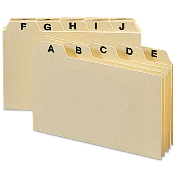 Manila Card Guides 1/5-Cut Top Tab, A to Z, 3 x 5, Manila, 25/Set