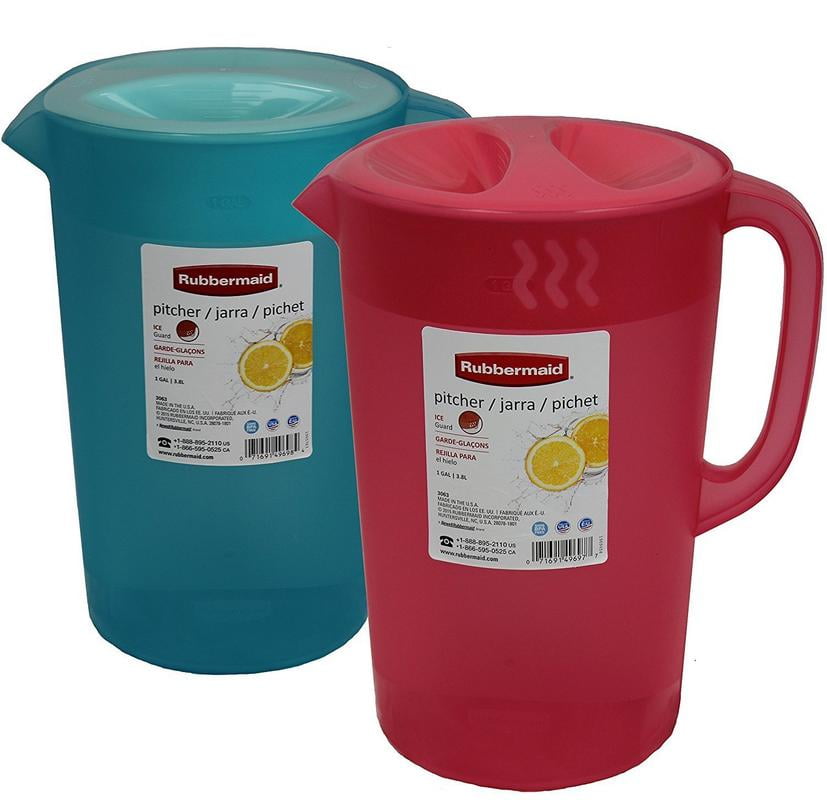 Rubbermaid 1 Gallon Classic Pitcher, Pack of 2 Colors, CoralBlue
