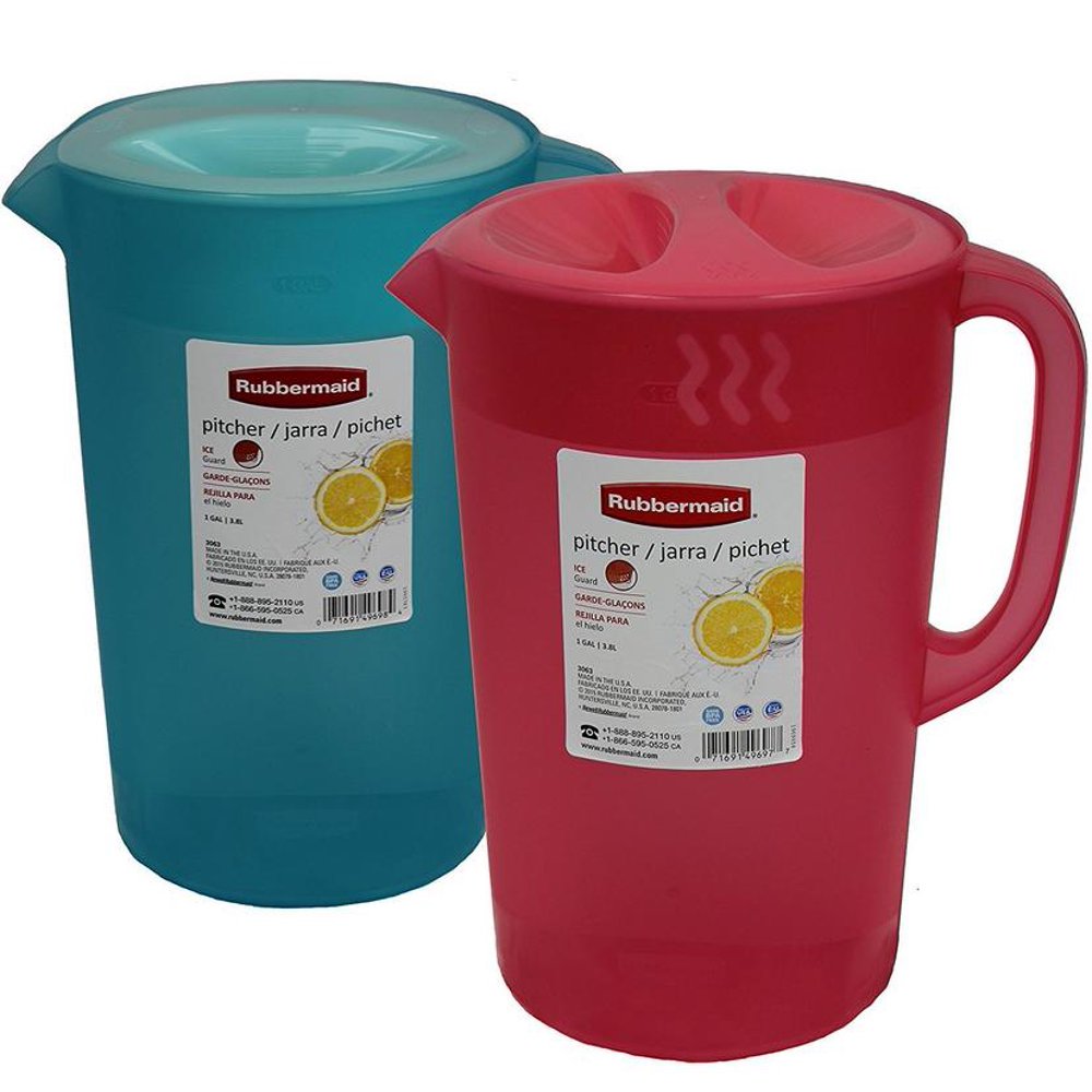 Rubbermaid 1 Gallon Classic Pitcher, Pack of 2 Colors, CoralBlue