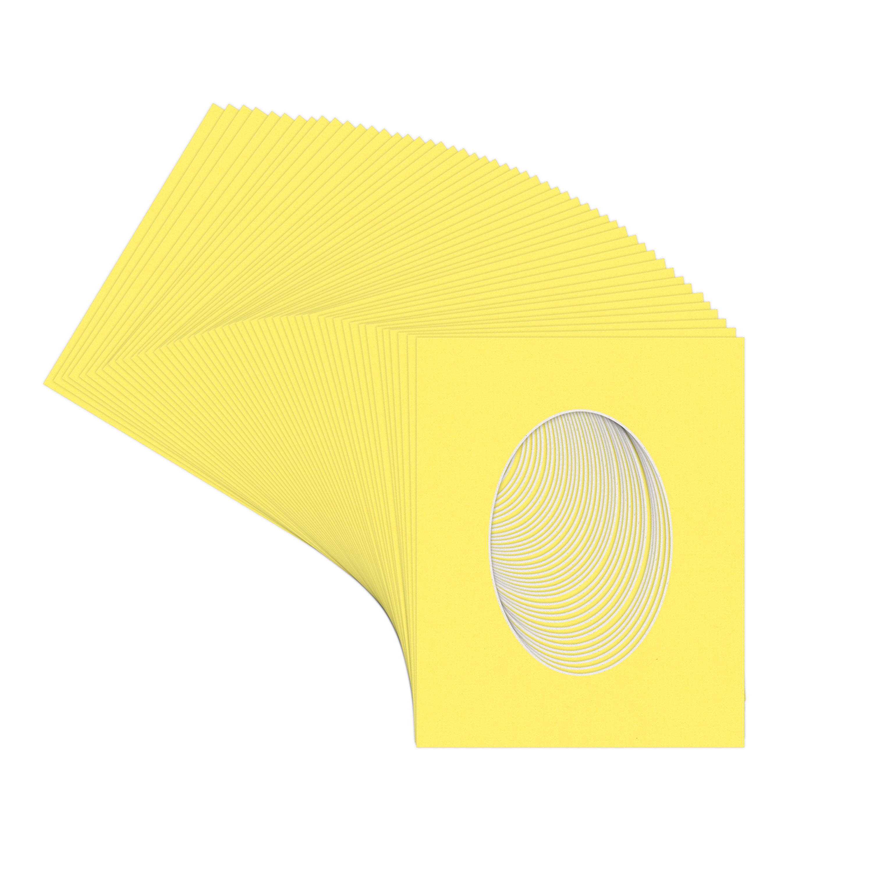Yellow Picture Frame Mat for 18x24 Frames - Oval Opening for 15x21 Photos - 50 Mats