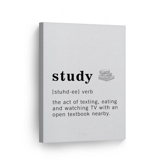 Smile Art Design Funny Noun Dictionary Definition of Study Canvas Print Inspirational Quote Sign Office Living Room Bedroom Bathroom Wall Decor Wall Art Home Decor Made in USA 40x30