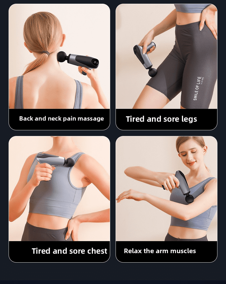 CNV Professional Mini Percussion Massage Gun with 4 Heads, Handheld Muscle Stimulator for Post-Workout Recovery, Deep Tissue Handheld Quiet Device, Type-C Charging