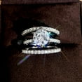 thumbnail image 5 of PERITANG 3pcs His and Hers Wedding Ring Sets Couples Engagement Rings Women and Men 925 Sterling Silver AAA Cubic Zirconia Love Marriage Proposal Ring, 5 of 8