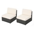 thumbnail image 5 of PE Wicker Modular Outdoor Sectional Couch, 2PCS Armless Sofa with Cushions, All-Weather Rattan Conversation Set for Patio, Porch, or Lawn, Grey, 5 of 5