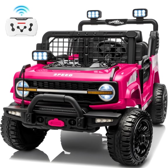 Joyracer 24V Ride on Toys Truck 4WD/2WD Switchable with Remote Control & 2 XL Seater, 800W Powered Ride on Car with Spring Suspension, 3 Speeds, Bluetooth Music Gift for Big Kids, Pink
