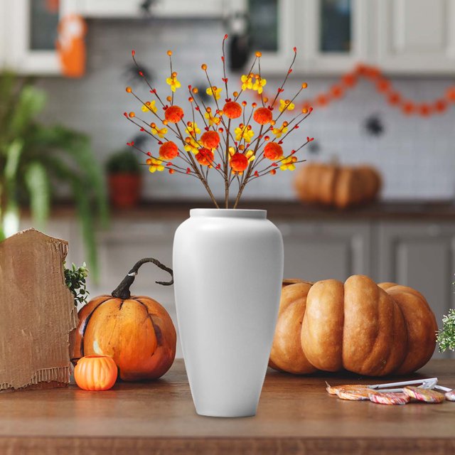 Ramo de Hojas de Arce Aterciopeladas | Decoración de Halloween con Tallo Floral de Plástico Naranja para La Cosecha Otoñal | Decoración Reutilizable para Fiestas | Adorno para Florero | Decoración de