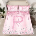 thumbnail image 2 of Homewish Monogrammed P Theme Full Size Sheets,Cartoon Stereoscopic Diamond Bed Sheets,Pink Sparking Print Sheet Sets For Girl Teens,Ultra Soft Bedroom Decor,4 Pieces, 2 of 7