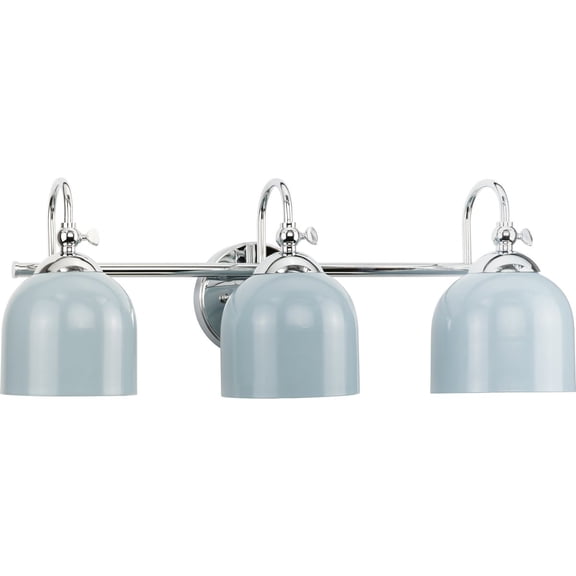 Progress Lighting Dalton 3-Light Polished Chrome Vanity Light with Metal Shades