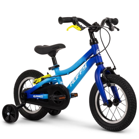 Huffy 12-Inch GRM Kids’ Bike, Multiple Ways to Learn: Balance Mode, Training Wheels & Standard Riding, Triple Brake System, Perfect Fit Frame, Parent Assist Handle, Fits Riders 33"–43" Tall, Ion Blue
