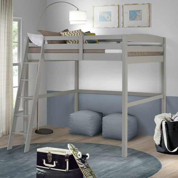 Concord Full Size High Loft Bed Grey Finish