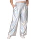 thumbnail image 1 of Pantalones jogger metálicos de talle alto y stretch para mujeres de talla grande GRACE & GRANDEUR, holográficos, estilo hip hop, plateados, 3X, 1 of 1