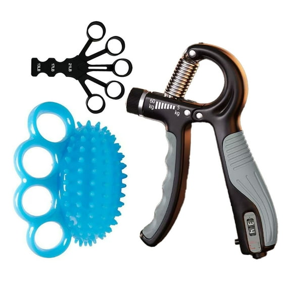 3 Pack Grip Strength Trainer Kit with Counter，Grip Strength Trainer with Counter, Hand Grip Strengthener，Hand Therapy Ball Finger Ball Exerciser Grip Ball ,Finger Stretcher Hand Strengtheners
