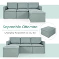 thumbnail image 4 of Gymax Convertible L-shaped Sectional Sofa Couch Chaise w/ Ottoman Cushions Green, 4 of 10