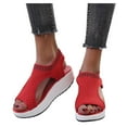 thumbnail image 3 of Anuirheih Womens Sandals Wedge Shoes, Comfortable Ankle Strap Open Toe Summer Sandals Casual Outdoor Mesh Breathable Wedges(Red), 3 of 8
